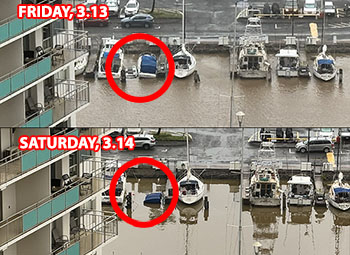 Boat sunk in Ala Wai harbor